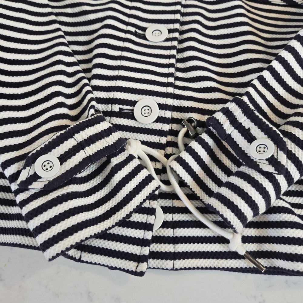 CAbi Jacket Womens M Navy Blue White Striped Nautical Harbour Workwear Casual - Picture 6 of 16